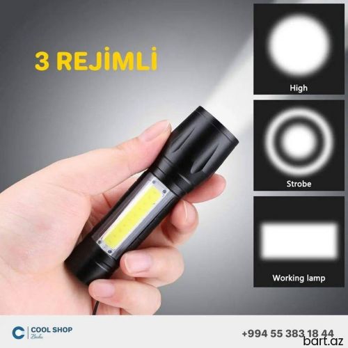3 rejimdə işləyən Led Fənər. 