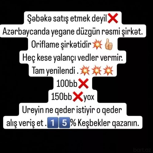 XANIMLAR üçün ONLİNE iş. (oriflame) 