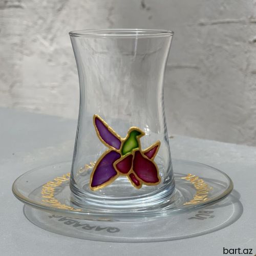 Çay dəsti, rəng - Mavi,