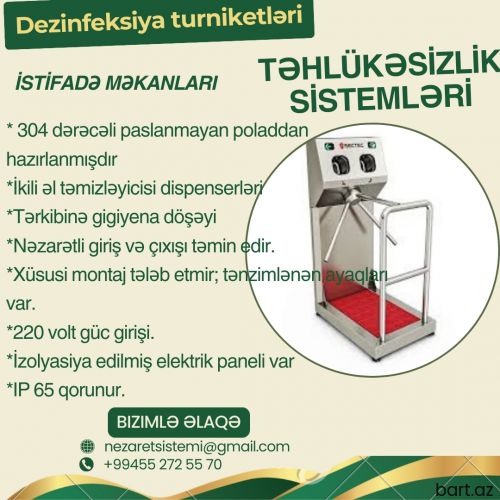 Dezinfeksiya turniketi 055 272 55 70  