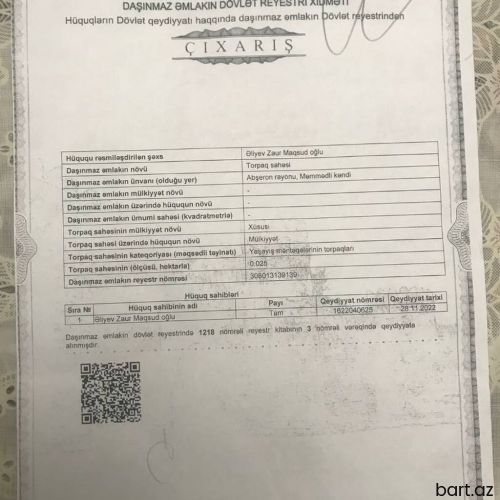 Kürdəxanida 2 sot torpaq sahəsi satilir