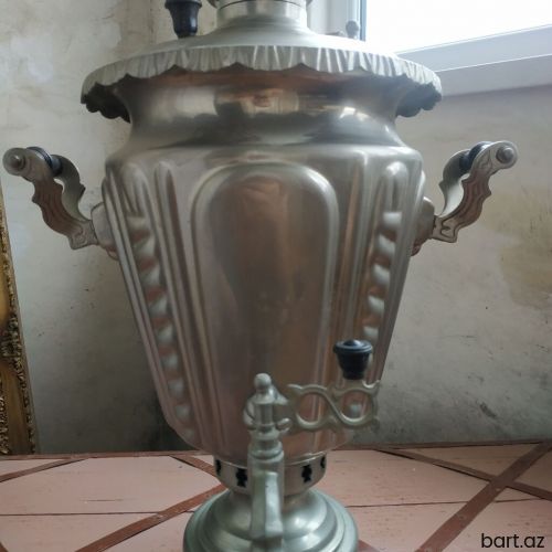 Samovar, İşlənmiş, 5 l, Latun (mis)