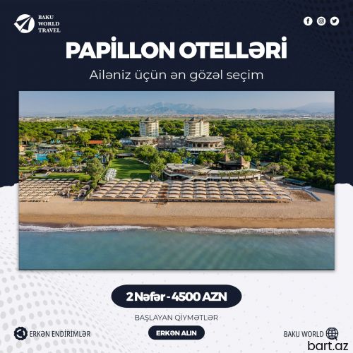 Ailələr üçün Lüks Papillon Paketləri 2 nəfərlik 