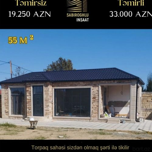55 kvadratlı evin tikintisi.