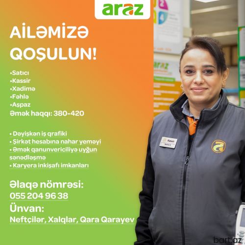 Satıcı,Kassir,Fəhlə,Aşpaz tələb olunur