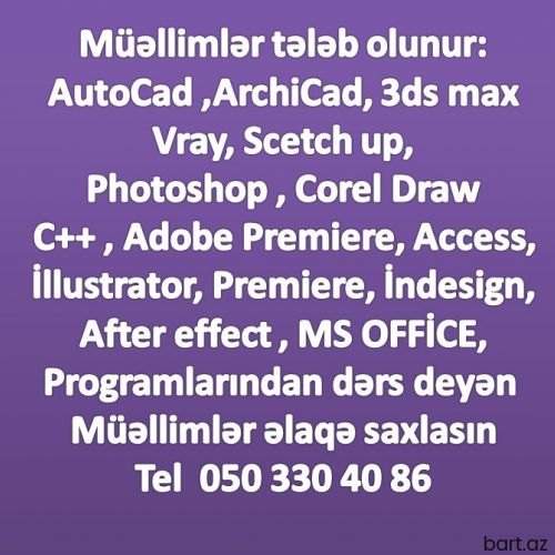 Bütün kompüter proqramları üzrə müəllimə
